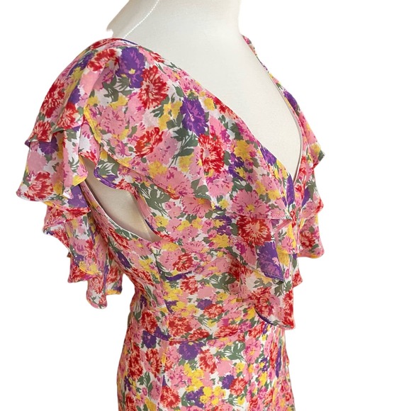 NWT WAYF Chelsea Tiered Ruffle Maxi Dress Rainbow Carnations Size Small Tiered - Picture 13 of 16